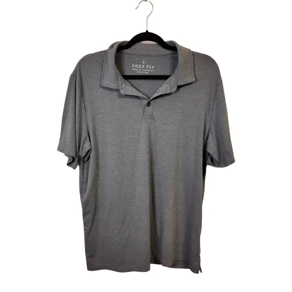 Free Fly Apparel Grey Polo Shirt Men's Size L